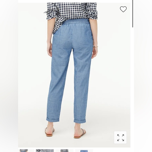 NWT Size 00 J Crew Factory chambray 100% cotton drawstring pants - Picture 6 of 9